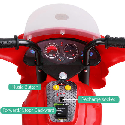 Rigo Kids Electric Ride On Police Motorcycle Motorbike 6V Battery Red