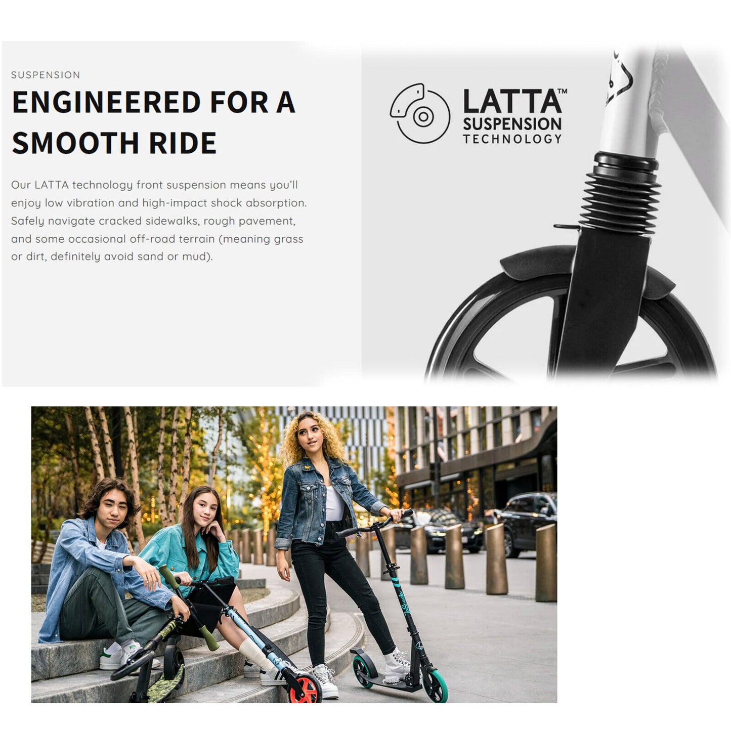 Lascoota Pulse Kick Push Commuter Scooter Teen Adult Aqua