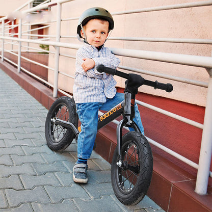 Bike Plus Kids Balance Bike Training Aluminium - Blue with Suspension - 12 Rubber Tyres - Foot Pegs -Ride On No Pedal Push"