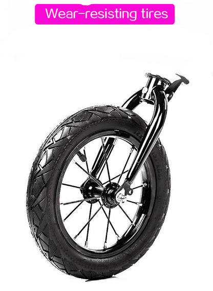 Bike Plus Kids Balance Bike Training Aluminium - Silver with Suspension - 12 Rubber Tyres - Foot Pegs -Ride On No Pedal Push"